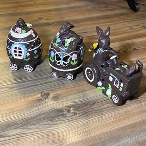 Vintage Cracker Barrel Easter Parade Chocolate Bunny Lighted Train - As Is